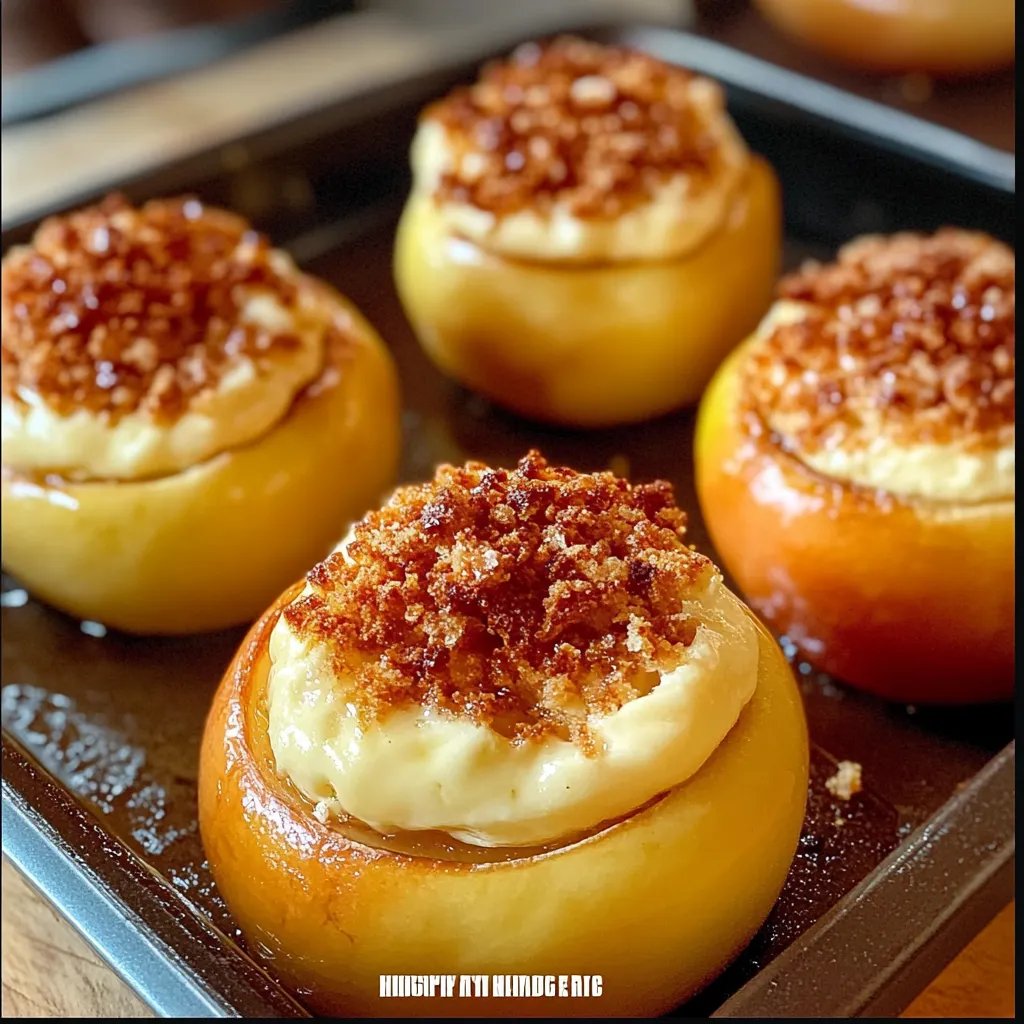 Cinnamon-Spiced Cheesecake Stuffed Baked Apples with Caramel Drizzle - tertiary view